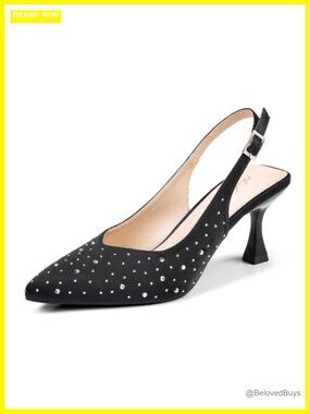 Kitten Heel Slingback Low Pumps 3 Inch Pointed Closed Toe Dressy Bridal Shoes